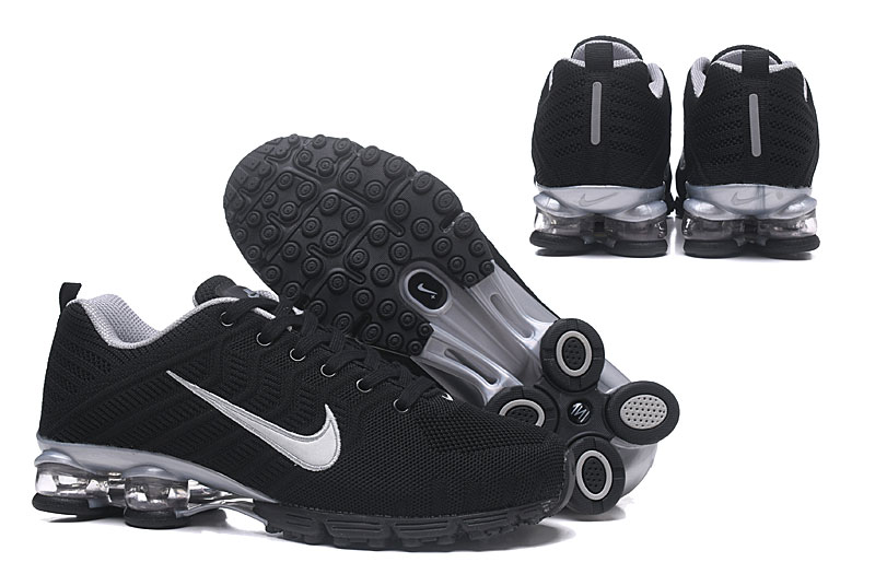 Men Nike AIR Shox Knit Black Silver Logo